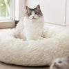 anti Anxiety round Fluffy Plush Faux Fur Warm Washable Dog Bed & Cat Bed, Original Bed for Small Medium Large Pets,Used to Relieve Joints and Improve Sleep（20"/24"/27''） (27", White)